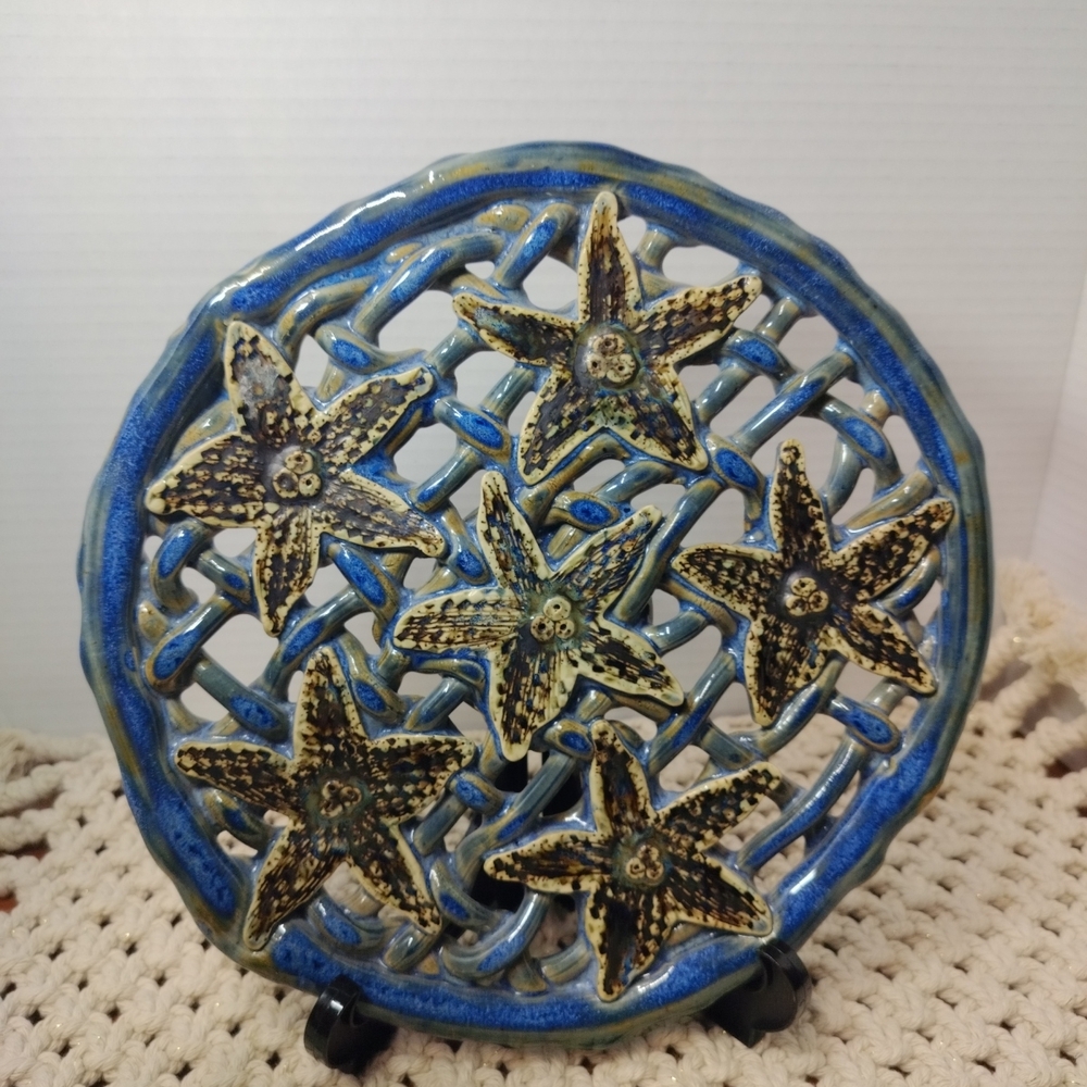 Blue and Brown Starfish Ceramic Wall Art